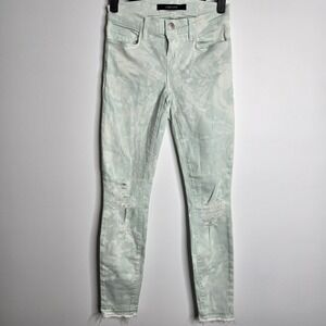 J Brand Skinny Crop Jeans Cloud Green GRN Tie Dye Womens Size 24 Pastel Low Rise